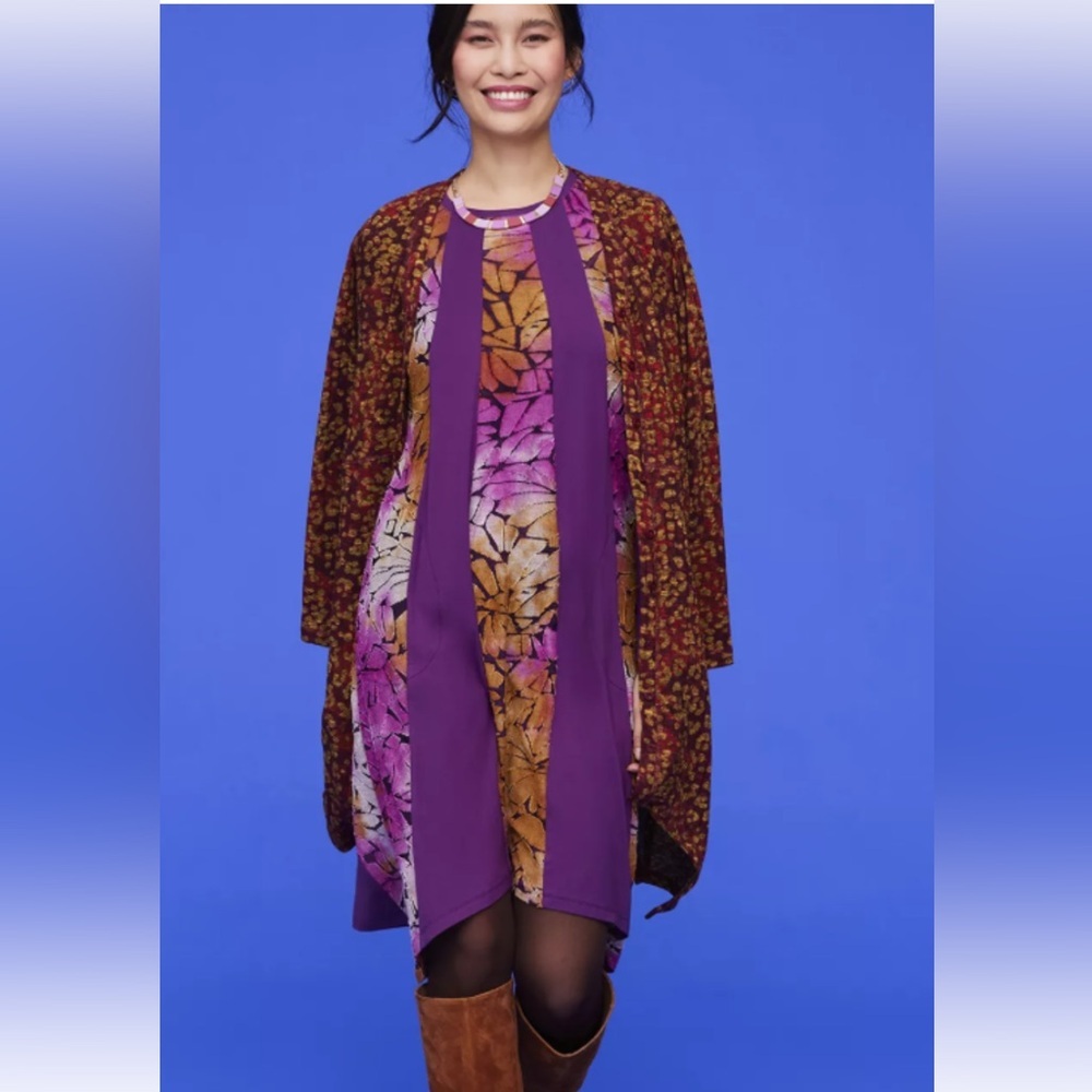 New LOGO Lavish Lori Goldstein tunic dark violet top 3X